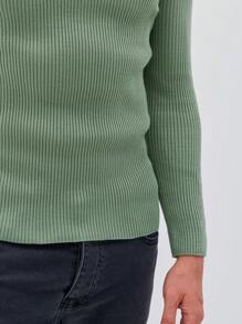 EURMUSE Men Turtle Neck Ribbed Knit Sweater - Mint Green - View 3