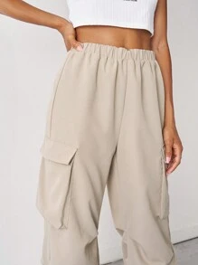 SHEIN Essnce 翻蓋口袋抽繩下擺工裝褲