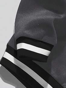 Manfinity Homme Men Plus Letter Graphic Contrast Trim Sweatshirt - Dark Grey - View 6