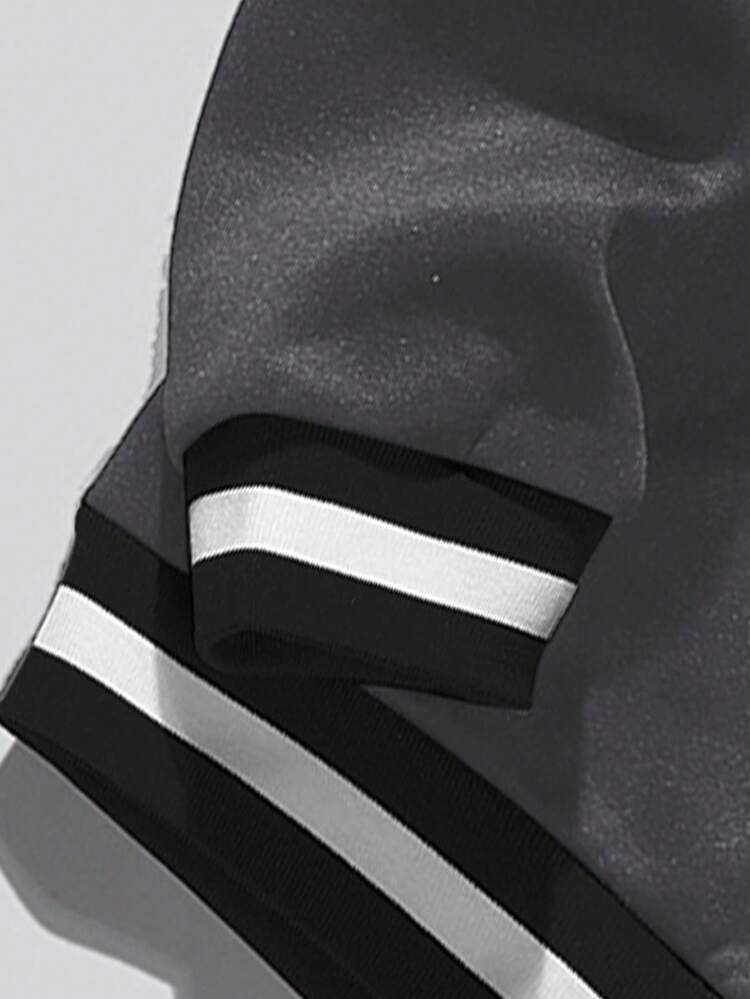 Men Plus Letter Graphic Contrast Trim Sweatshirt