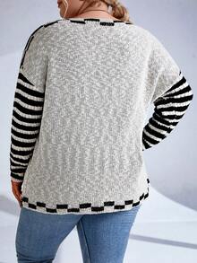 SHEIN Unity Plus Striped & Skull Pattern Drop Shoulder Sweater - Multicolor - View 2