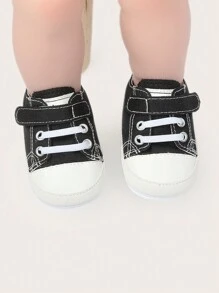 Giày vải trẻ sơ sinh xuân thu unisex có đế chống trượt mềm, giày thể thao trẻ sơ sinh - màu đen - Xem 6
