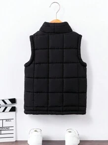 SHEIN Young Boy Zip Up Sleeveless Padded Coat - Black - View 2