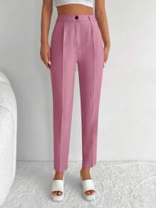 RueChic Solid Zip Up Suit Pants - Dusty Pink - View 3