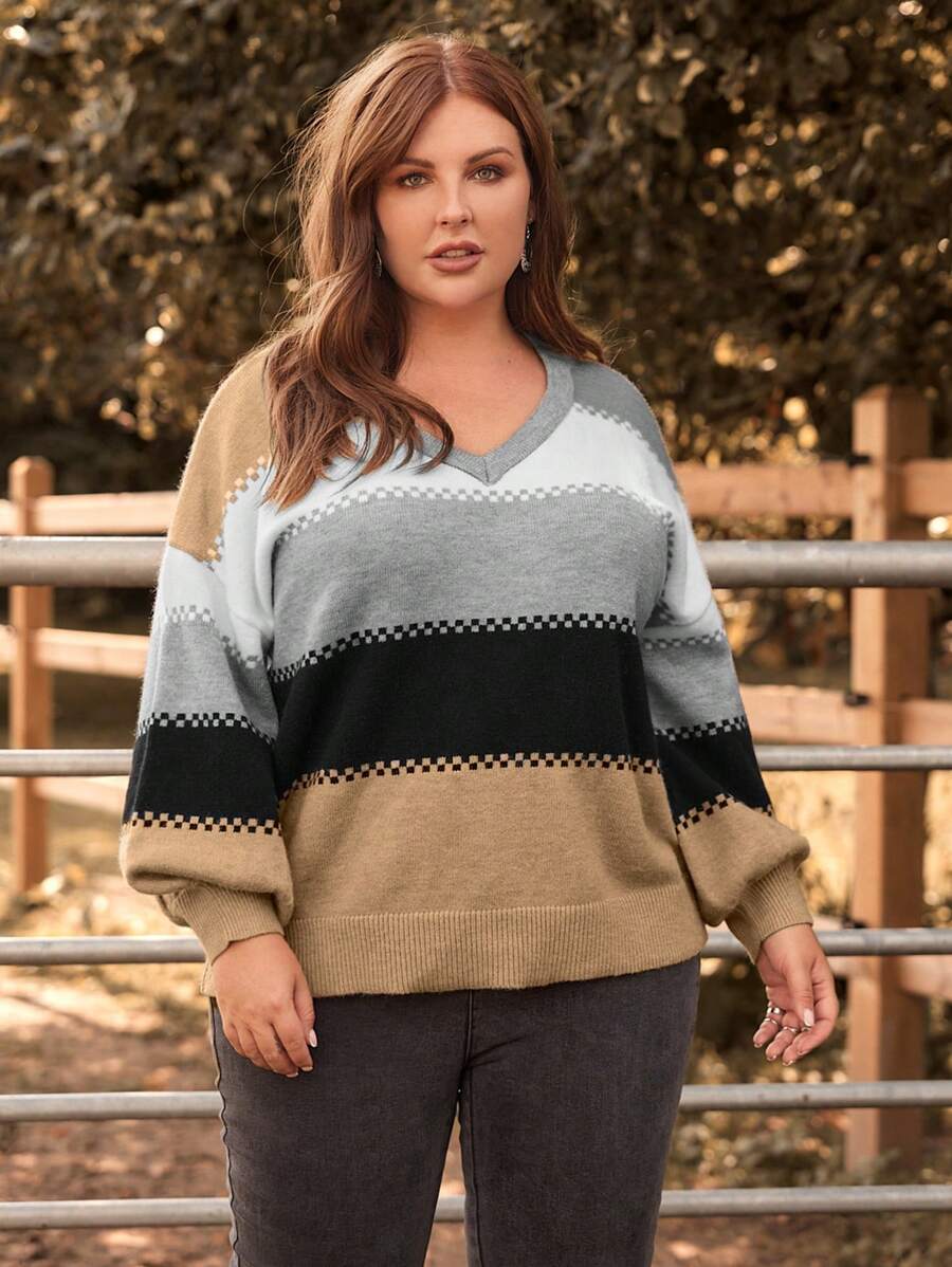 EMERY ROSE Hơn Khối màu Thả vai Áo len - Nhiều màu - Xem 1