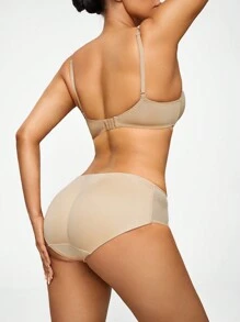 SHAPORA 素色薄透塑形三角褲 - 杏色 - 查看 3