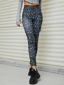 青少年女孩滿版印花拇指孔T恤 - 黑色 - 查看 8