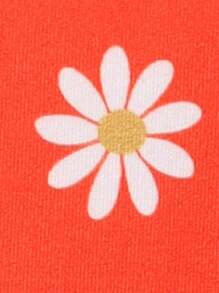 SHEIN Tween Girl Floral Print Tee - Orange - View 4