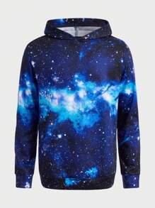 GENTILAND Men Galaxy Print Hoodie - Multicolor - View 3