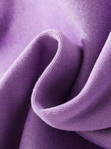 SHEIN 少女蝴蝶标语图案保暖连帽衫，适合假日、夏季和旅行 - 紫色 - 查看 4