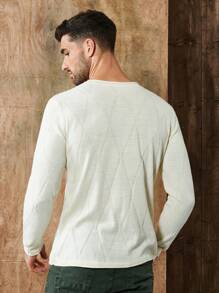 SHEIN Cottnline Men Solid Round Neck Sweater - White - View 2