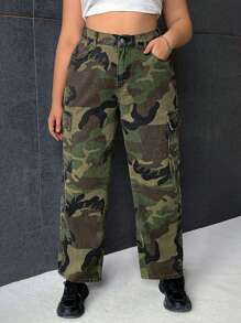 Hơn Camo In Túi nắp bên cạnh Quần jean chở hàng - Nhiều màu - Xem 4