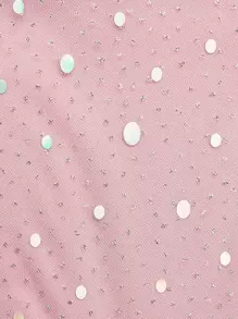 L'Amorae Ruffle 3D Rose Glitter Dot Cami Top - Baby Pink - View 7