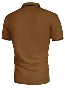 Manfinity Homme Men Contrast Trim Polo Shirt - Coffee Brown - View 2