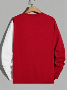 GENTILAND Men Letter Graphic Two Tone Tee - Red - View 2