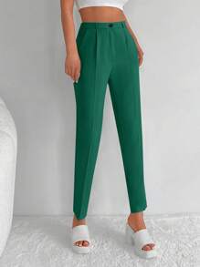 RueChic Solid Zip Up Suit Pants - Green - View 3