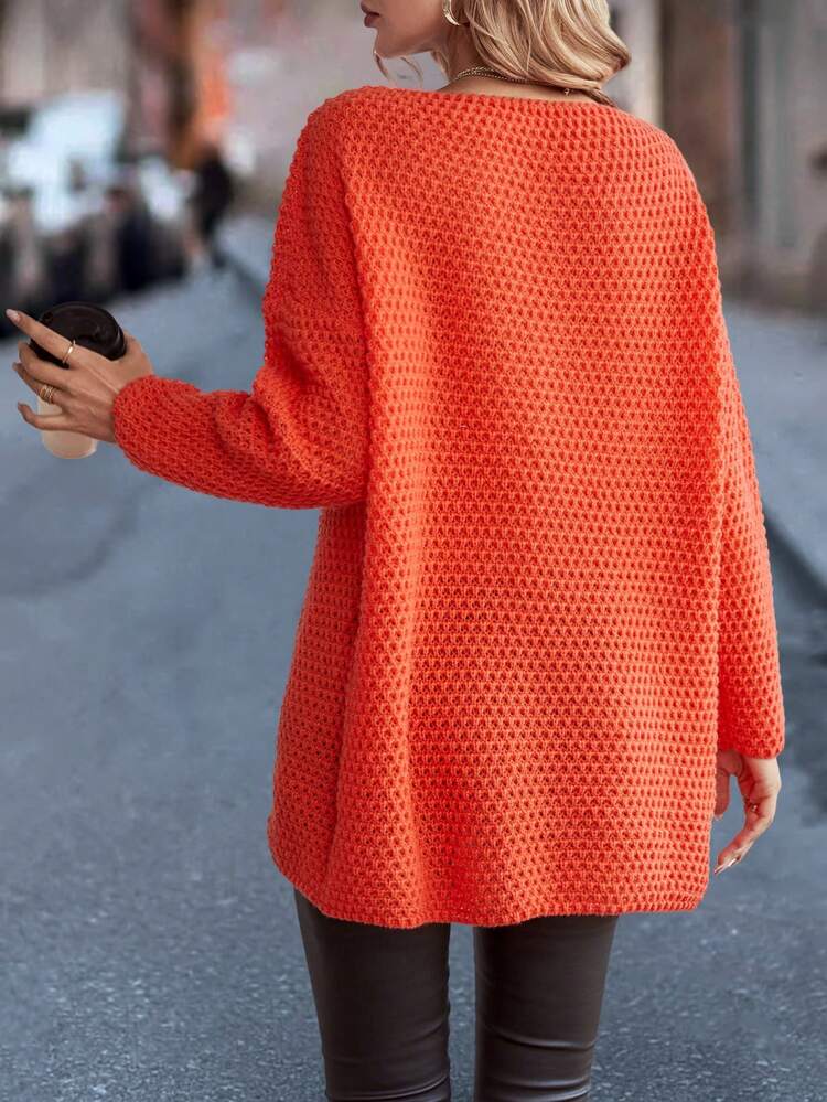 Solid Drop Shoulder Knit Pullover Fall Winter Sweater