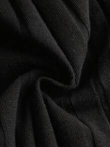 Teen Girl Letter Patched Detail Unitard Romper - Black - View 4