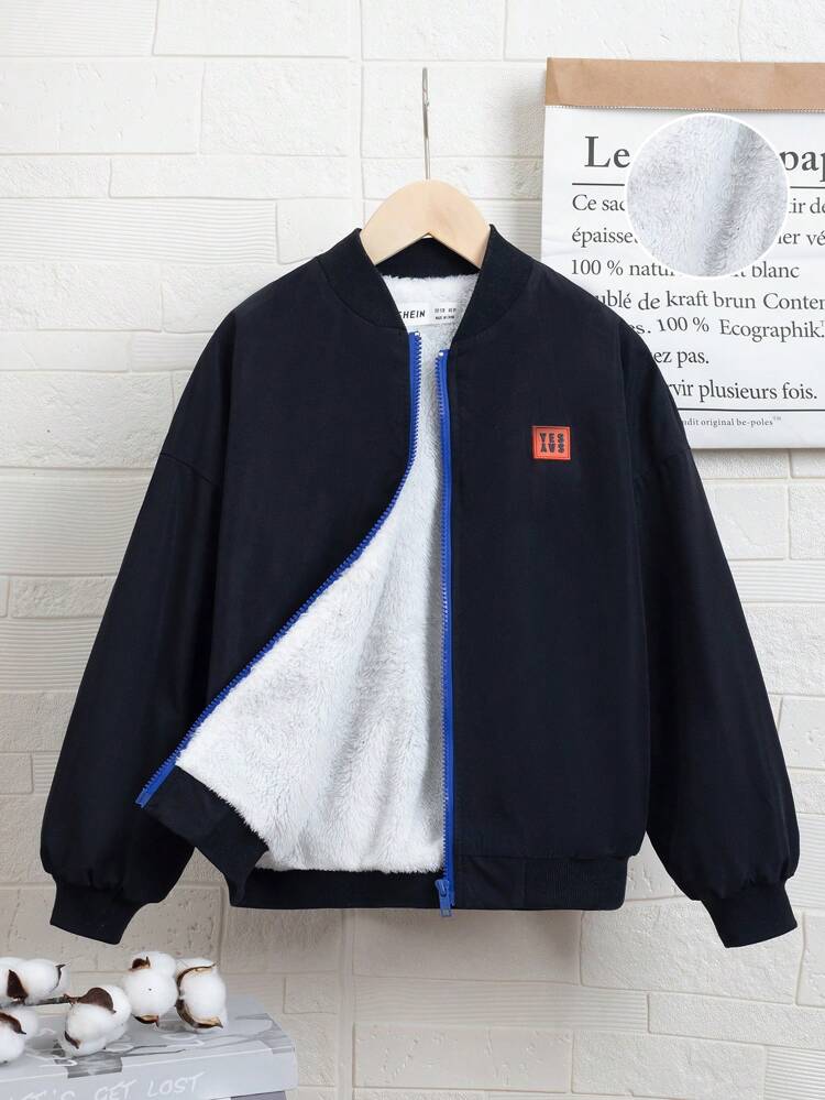 Tween Boy Slogan Graphic Drop Shoulder Bomber Jacket Without Bag
