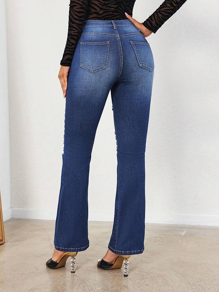 Ripped Flare Leg Jeans