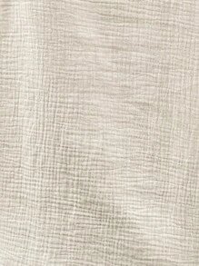 SHEIN LUNE Solid V Neck Lantern Sleeve Blouse - Apricot - View 7