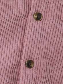 SHEIN 男嬰字母補丁細節毛絨內襯燈芯絨襯衫 - 藕粉色 - 查看 5