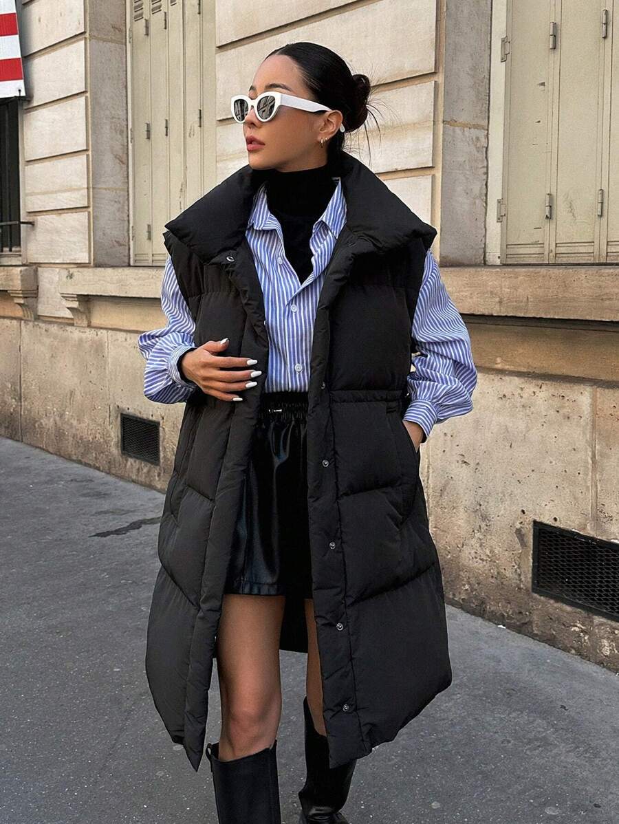 DAZY Cropped Padded Winter Jacket For Women Vest Women Coats - Black - View 1