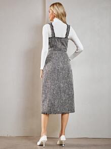 GENKIRA 翻蓋細節前紐扣洋裝不帶T恤 - 灰色 - 查看 2