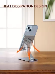 JMMO 手机支架铝制，硅胶防滑可调节折叠手机支架，适用于办公桌旅行、办公桌配件 - 銀色 - 查看 7