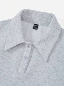 SHEIN EZwear Sunflower & Letter Graphic Drop Shoulder Sweatshirt - Light Grey - View 4