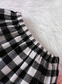 Baby Mädchen Cartoon Grafik, Sweatshirt mit & Gingham Muster, Rock mit