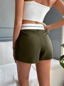 RueChic Contrast Trim Skort - Dark Green - View 2