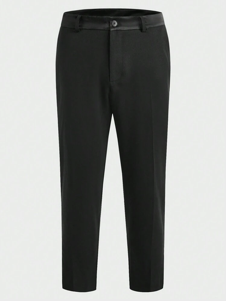 GENTILAND Hombres Pantalones de traje unicolor con bolsillo oblicuo - Negro - Añade 1