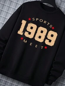 Nam Đồ họa Chữ cái Vòng cổ Áo nỉ - màu đen - Xem 4