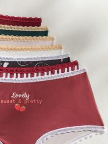 7 gói Đồ họa Chữ cái Trang trí ren Quần nữ - Nhiều màu - Xem 4