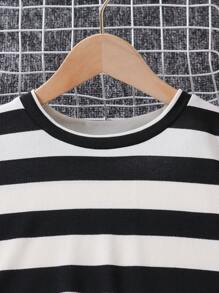 Sparklyn 女大童條紋印花T恤&喇叭褲