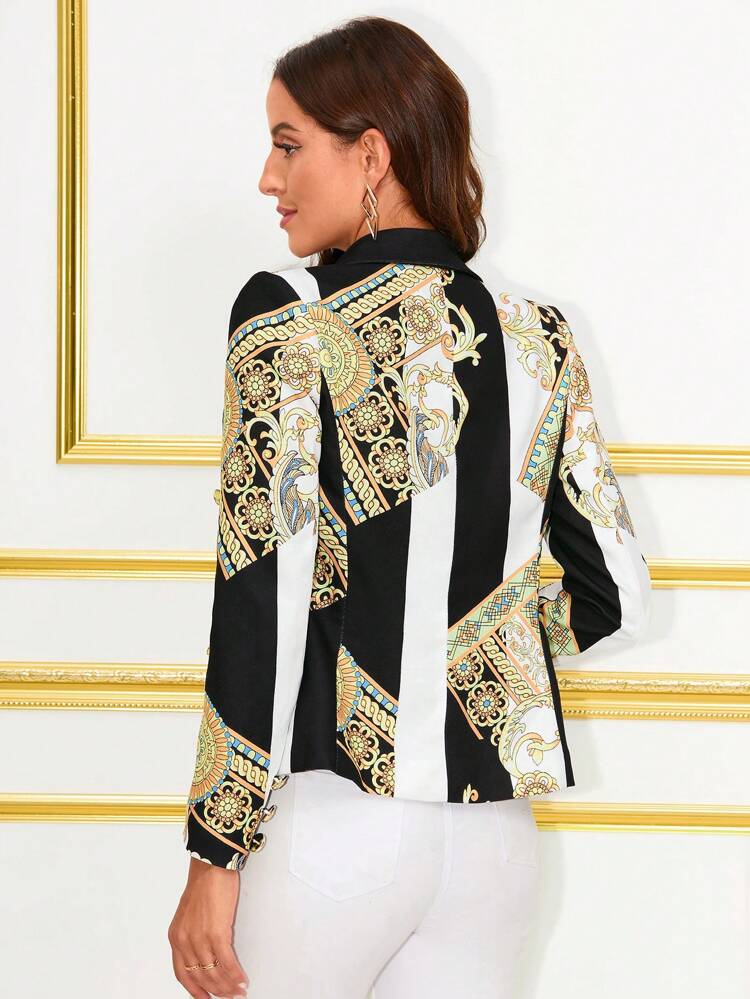 Floral Print Peak Collar Blazer