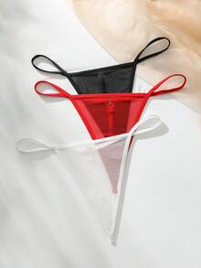 3 paquetes Tanga sólido de malla sexy - Multicolor - Ver 5