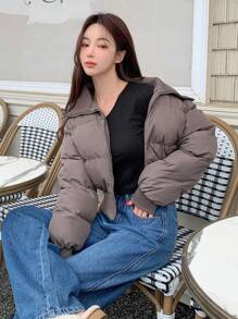 DAZY 拉链羽绒厚外套，冬季女装，冬季女装 - 灰色 - 查看 6