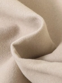 SHEIN Cô gái Tween Cổ áo Borg Nơ mặt trước Áo khoác - Màu be - Xem 3