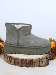 SHUZIA Faux Suede Slip On Ankle Booties - Olive Green - View 4