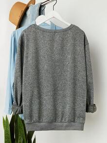 Calvaya Plus Heart Print Thermal Lined Sweatshirt - Dark Grey - View 2