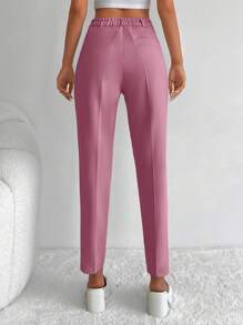 RueChic Solid Zip Up Suit Pants - Dusty Pink - View 2