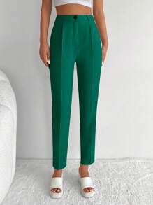 RueChic Solid Zip Up Suit Pants - Green - View 4