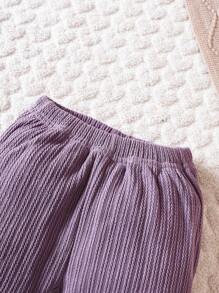 Baby Girl 2pcs Solid Flare Leg Pants - Multicolor - View 3