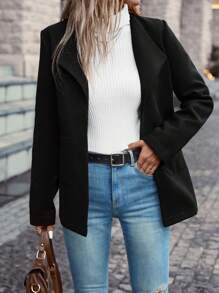 SHEIN LUNE Waterfall Collar Open Front Overcoat