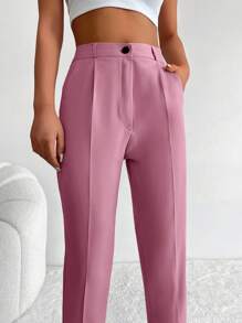 RueChic Solid Zip Up Suit Pants - Dusty Pink - View 5
