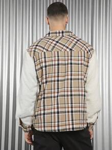 Manfinity VCAY 1 Chaqueta Teddy Para Hombre Con Bolsillos De Parche Y Estampado Escocés