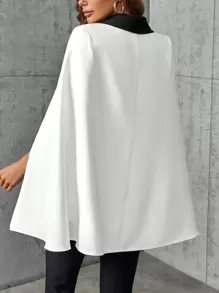 EMERY ROSE Contrast Collar Cloak Sleeve Blazer Fall Cloth For Women - White - View 2