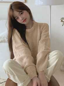 DAZY 纯色落肩毛衣，秋装